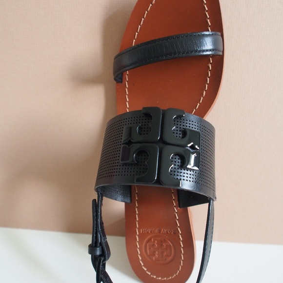 Tory Burch Lowell 2 Perforated Sandals Black S 8 - Picture 4 of 10